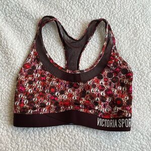 The Player by Victoria’s Secret Racer Back Sports Bra Size XS GUC Floral/maroon